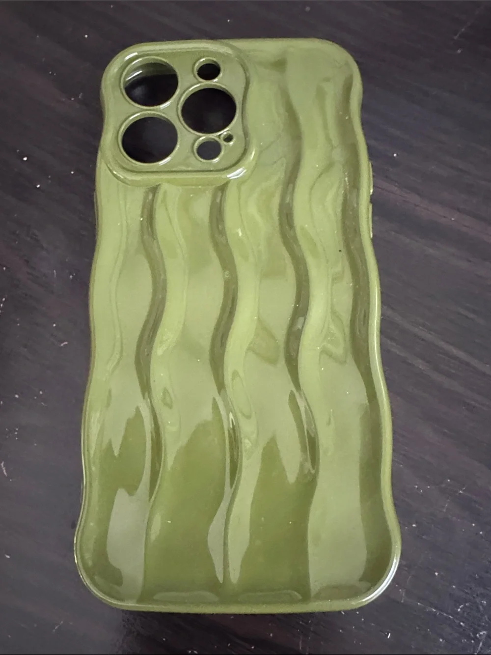 Floral Embossed Olive Green Silicone Phone Case - Protective Decorative Cover